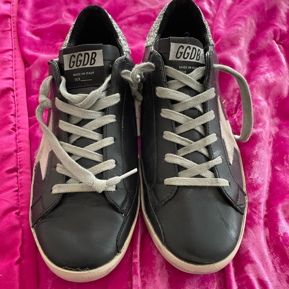 Golden Goose Superstar Leather Black & Glitter Low-Top Sneakers - Picture 4 of 7